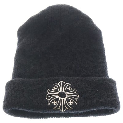 CHROME HEARTS WOOL WATCH CAP CH Plus Embroidery Beanie Knit Hat Black Used dc1b9