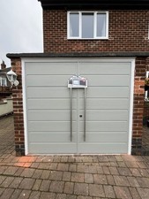 Modern Side Hinged Garage Door &ndash; Agate Grey Woodgrain, Insulated 40mm