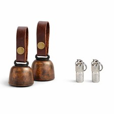 kcrygogo Leather Dog Collar Bell with Quick-Release Snap Buttons 2mm, Silver