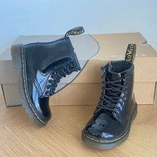 Dr. Martens 1460 Black Patent Leather Kids Lace Up Boots- SZ 7 C