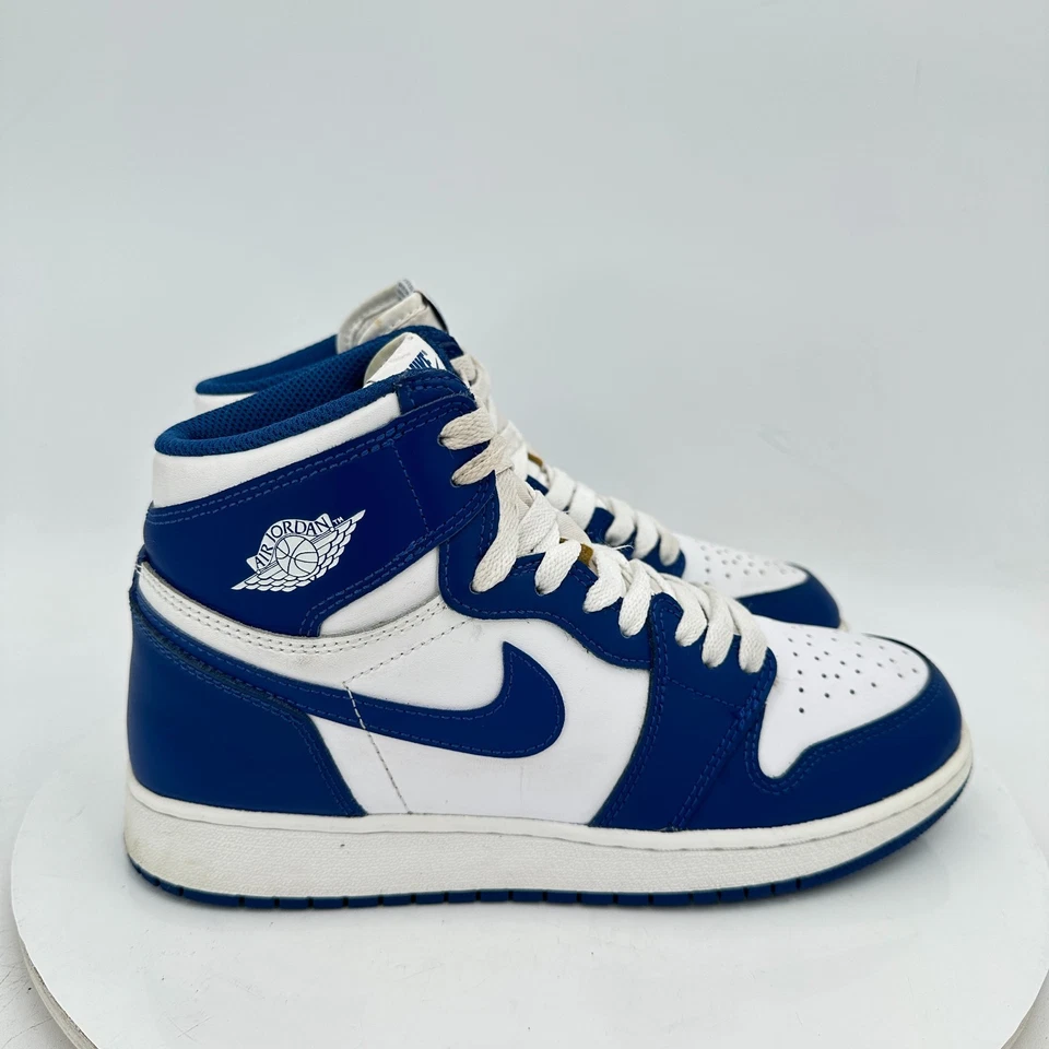 Nike Air Jordan 1 High Youth Size 6.5Y Women 8 575441 127 Storm Blue White Shoes - Image 4 of 4