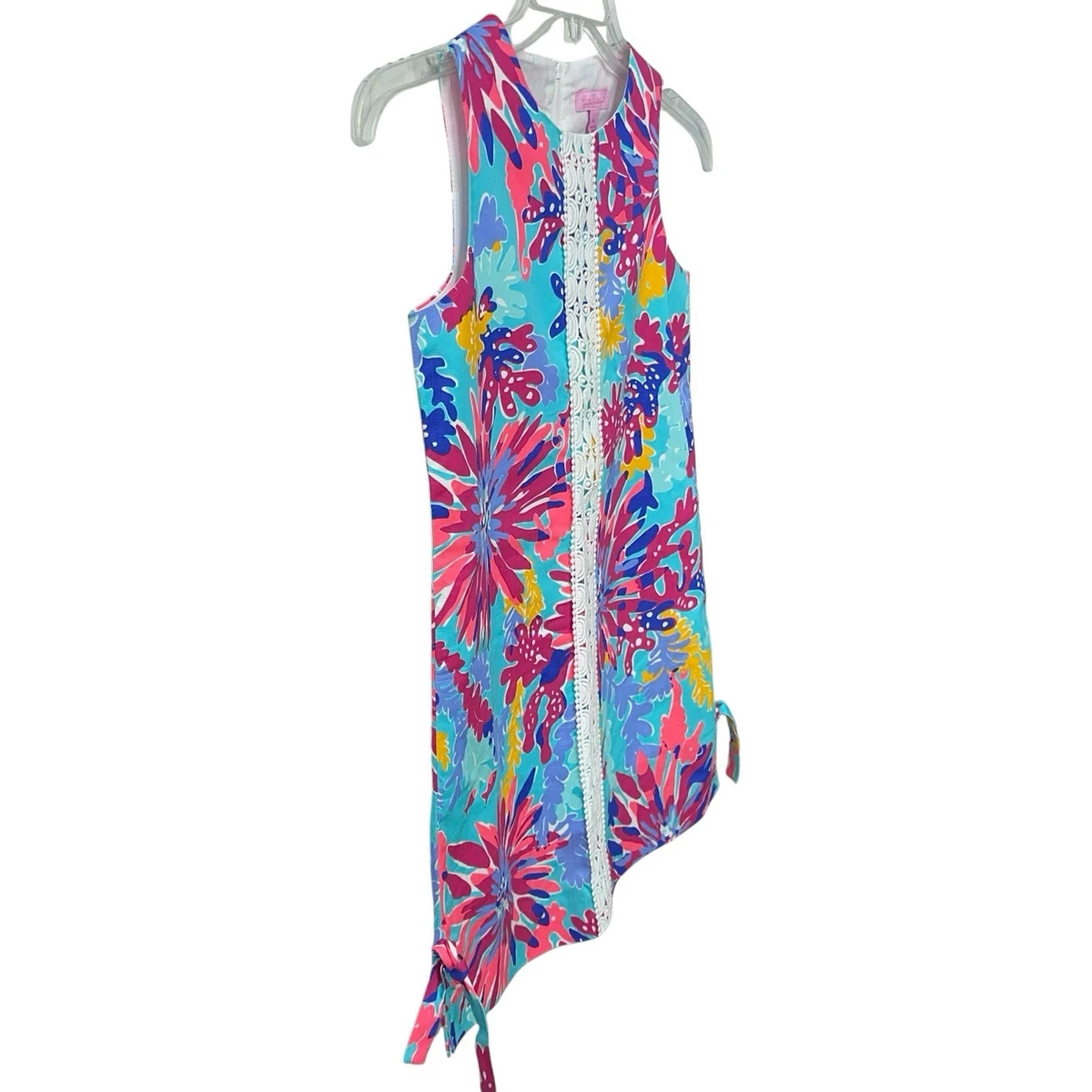 Lilly Pulitzer Girls Shift Dress in Ember Aqua Trippin and Sippin Print Size 10