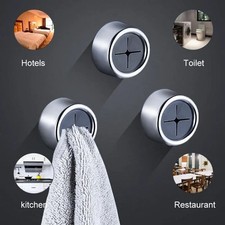 3x Push In Tea Towel Holder Rubber Grip Hook Self Adhesive Kitchen Cloth Clip UK