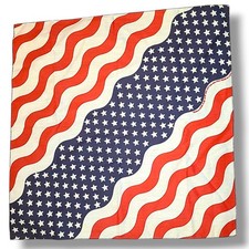 Vintage Hav A Hank USA Flag Bandana Wavy Stars Stripes Cotton Poly Scarf USA