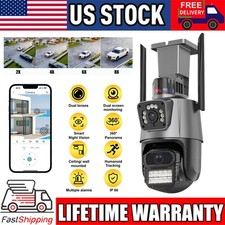 Dual Lens 4K WiFi Security Camera 8X Zoom Outdoor Home Night Vision CCTV PTZ