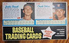 1962 Post Cereal Panel Jackie Brandt #31 Chuck Cottier #66