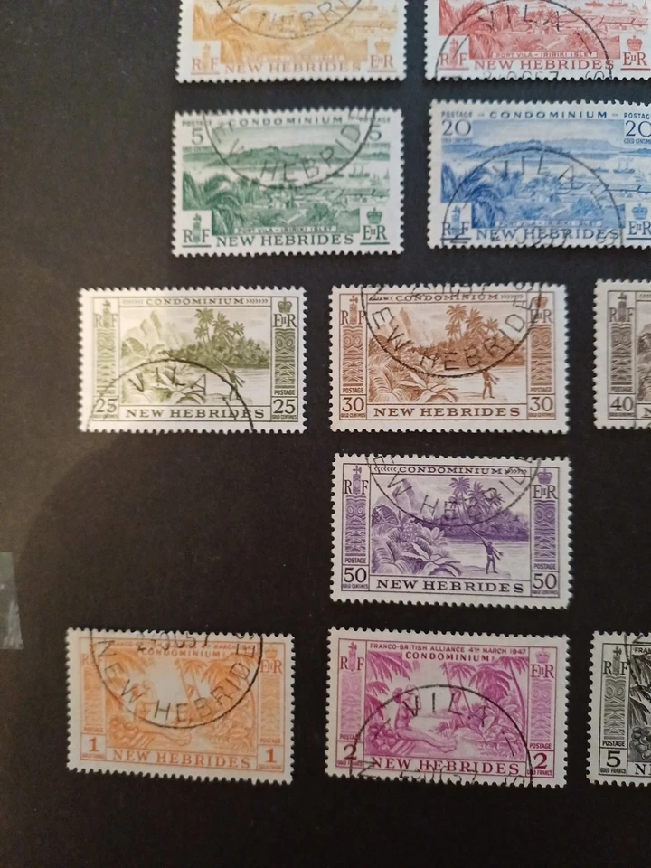 Novos selos Hébridas 1957 SG84-94, USADOS 11 VALORES QEii - Imagem 3 de 4