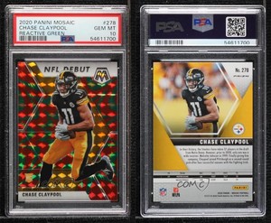 2020 Mosaic NFL Debut Reactive Green Prizm Chase Claypool #278 PSA 10 Rookie RC