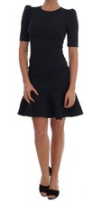 Dolce&Gabbana Women Black Dress Polyester A-Line Knee Length Bodycon Size IT 36