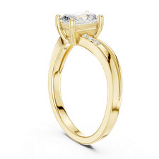 Anello proposta matrimonio diamante naturale taglio radiante VVS1 D oro 14 ca...