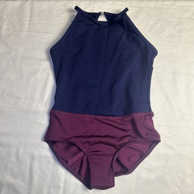 Mariia Crown Color Block Navy Plum Keyhole Back Ballet Dance Leotard C