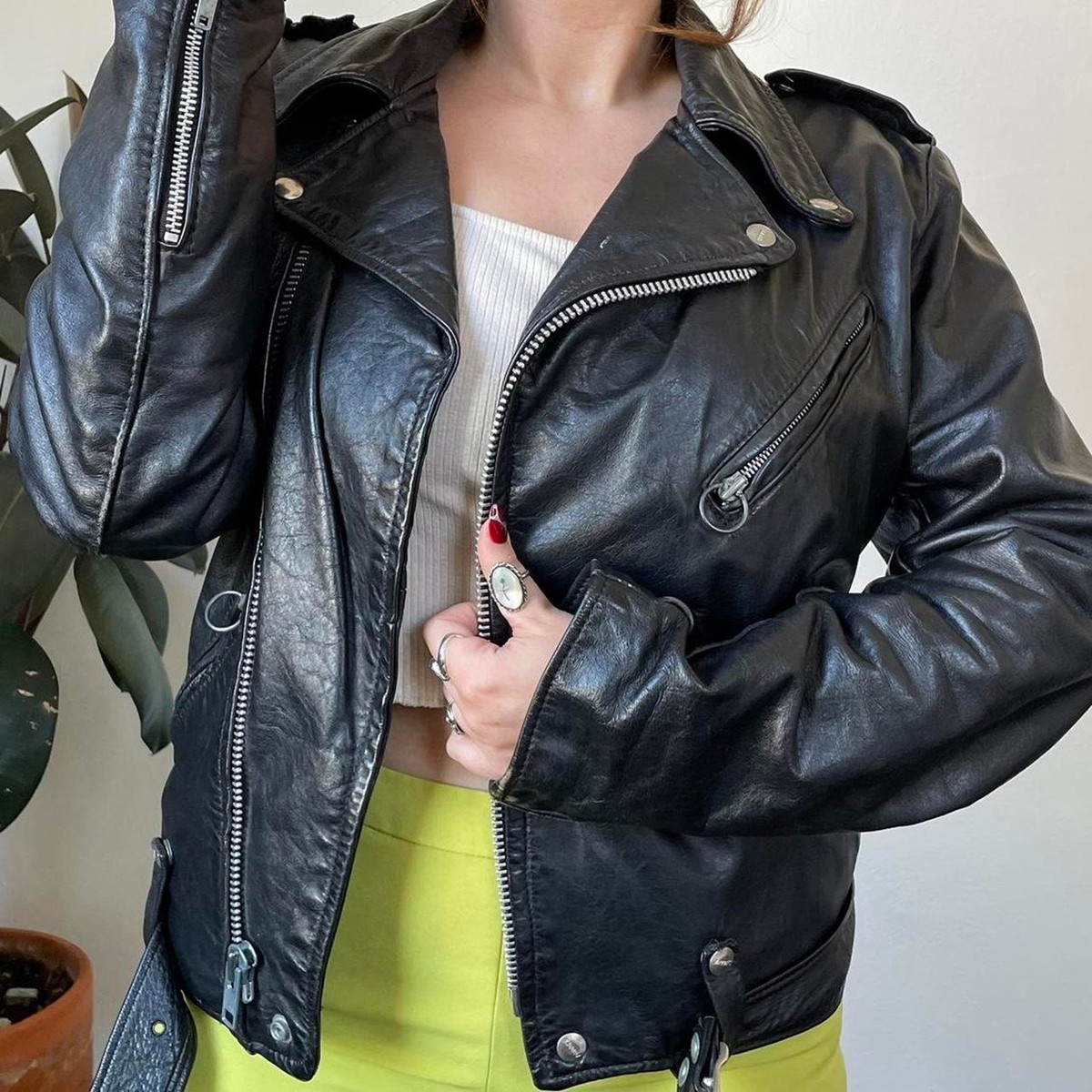 Vintage Brooks Leather Biker Jacket