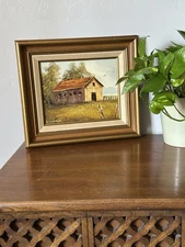 Everett Woodson American Art - Pair of Vintage Oil Paintings Landscape Barn 8x10