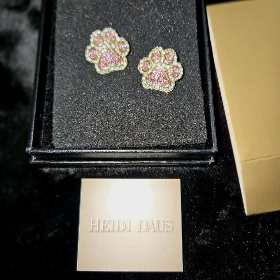 MATCHING Earrings, Paw Print Pin, Rope Neclace ,AUTHENTIC Heidi Daus, Box! - Image 3 of 4