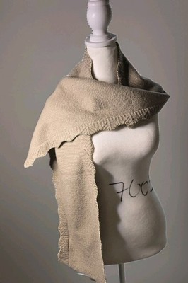 Mayoral Knit Beige Shawl Wrap Gold Metallic Thread  (READ)