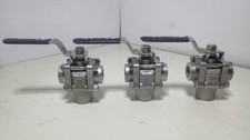 Three Clean Tested Swagelok SS-63XTF8 1/2" / 3-Piece / 3-Way SS Ball Valves