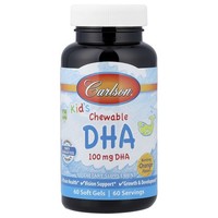 Carlson, Kid's Chewable Dha, Bursting Orange, 100 Mg, 60 Weichkapseln