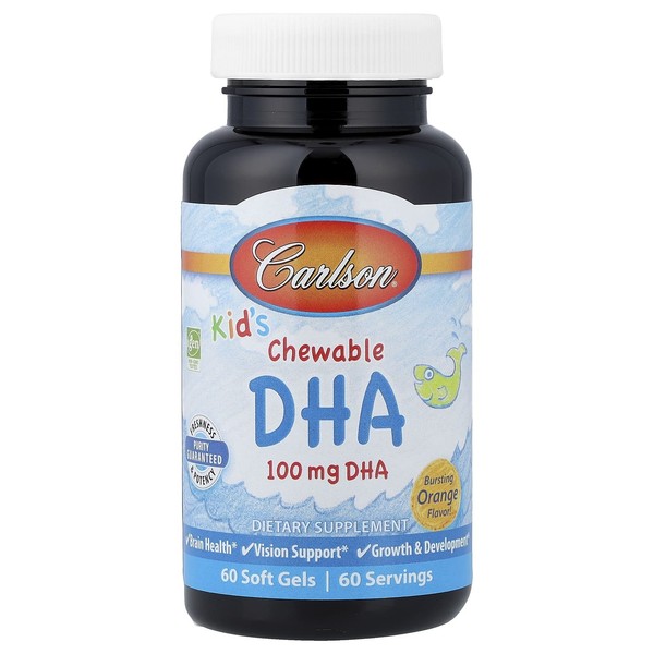 Carlson, Kid's Chewable Dha, Bursting Orange, 100 Mg, 60 Weichkapseln-image