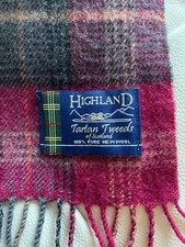 Highland Tartan Tweeds of Scotland 100 New Wool Scarf VTG