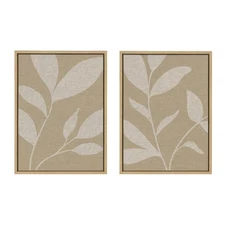 Kate and Laurel Sylvie Modern Neutral Botanical Abstract Print No 2 and 3 Neutra