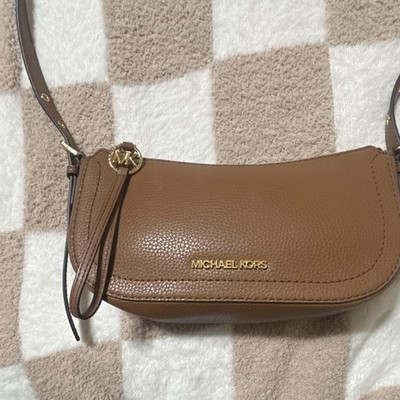 Michael Kors Brown Small Shoulder Bag Zip Adjustable Strap Gold Hardware Charm