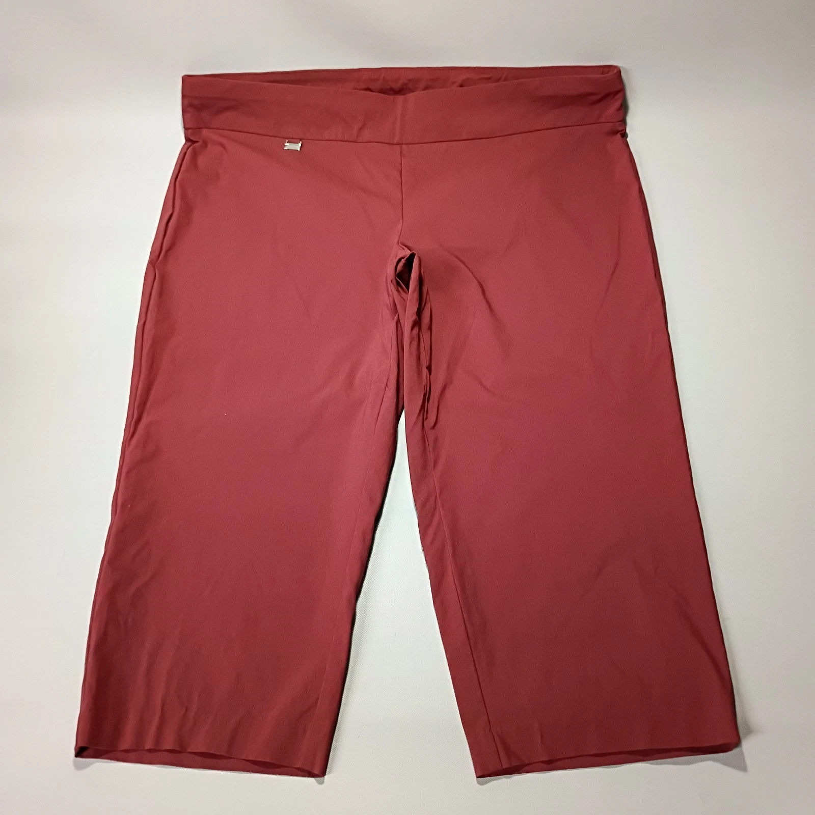 Alfani Capri Pants Womens 24W Straight Leg High Rise Pull On Stretch Red
