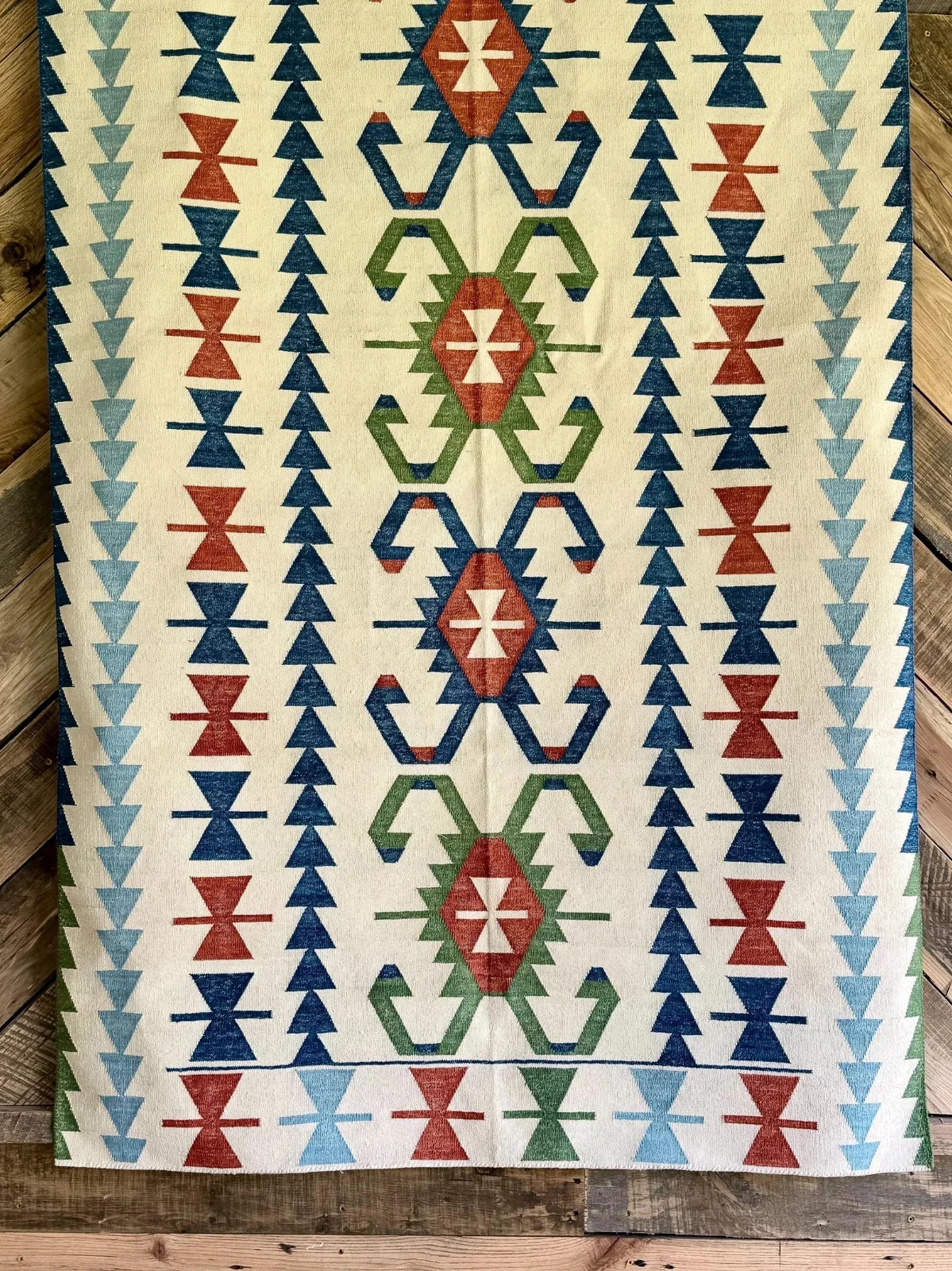 Handmade Natural Dhurrie, Kilim Cotton Rug Color Multicolor Design Handmade Rug