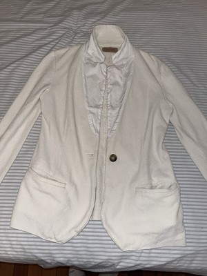 Falconeri Seta Collection White Blazer Jacket M Button Front Pockets