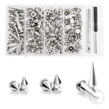 180 Pieces Multiple Sizes Cone Spikes, Punk and Studs Kit Metal Tree Spikes Stud