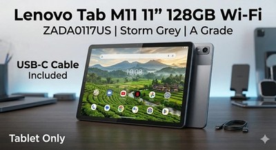 Lenovo Tab M11 11'' 128GB Wi-Fi Storm Gray Android Tablet ZADA0117US Refurbished