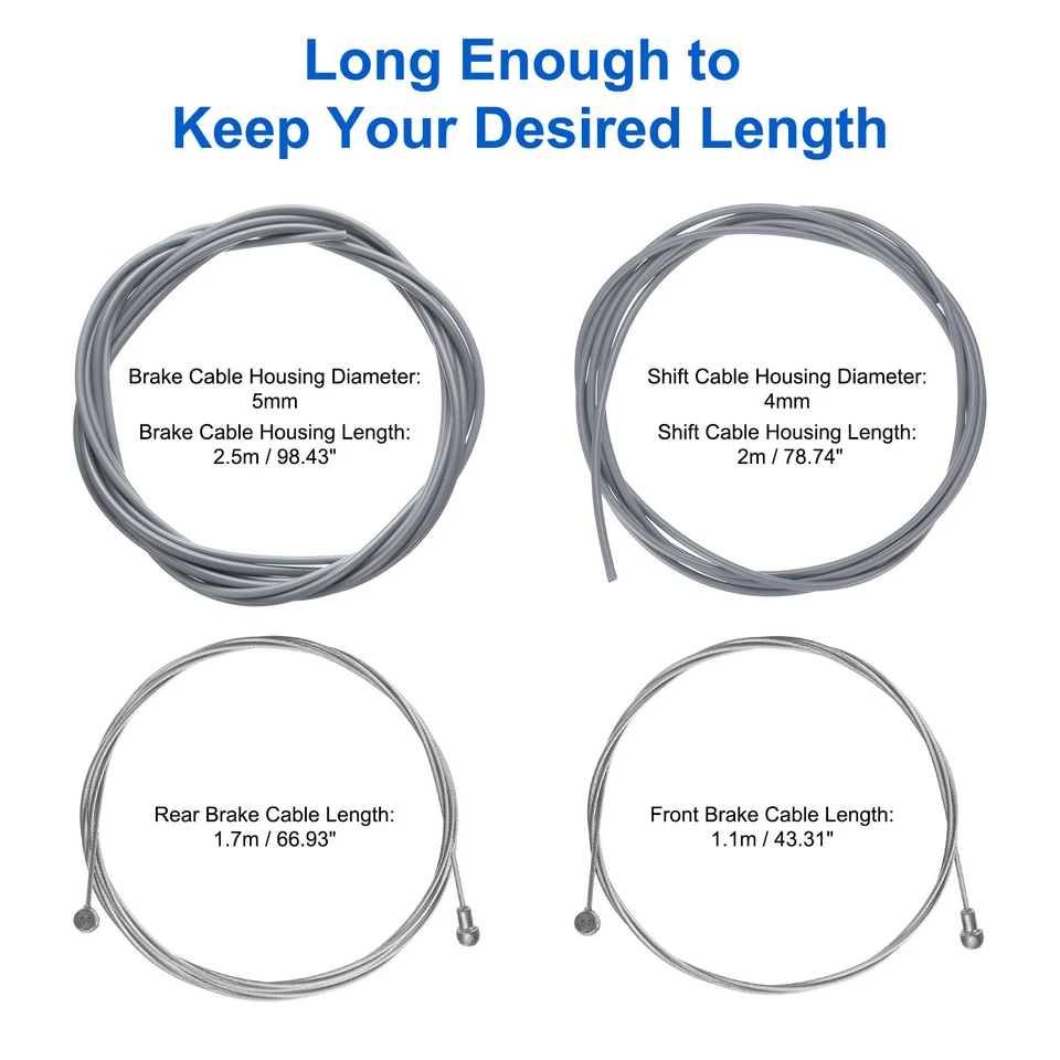 Bicycle Brake Cable Housing Set Universal Bike Shifter Cable House Kit Gray - Image 2 of 4