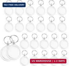 25Pcs Clear Acrylic Photo Keychains Blank Photos Insert Picture Frames with Key