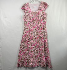 Vintage Jaclyn Smith Dress Womens L Floral PInk Fairy Y2K Midi Romantic Coquette