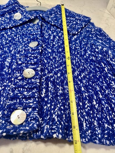 Ruby Rd Strickjacke Pullover Gr. M blau/weiß Knopfleiste Grobstrick Mischung - Bild 6 von 7