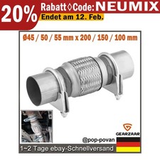 Edelstahl Flexrohr Auspuffrohr Flexstück  Ø45 / 50 / 55 mm x 200 / 100 / 150 mm