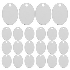 25 Pcs Blank Dog Tags for Engraving Stainless Steel Blanks Keychain Metal Plate