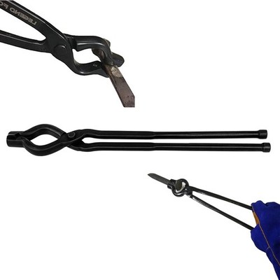 17 inch Blacksmith V-Bit Bolt Tongs Bladesmith Knife Making Wolf Jaw Anvil Forge