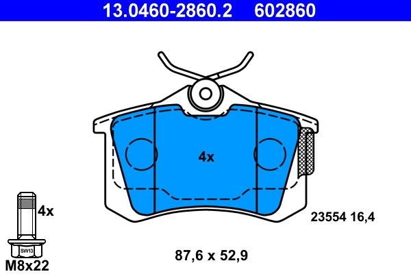 NEU - ATE 13.0460-2860.2 Bremsbelagsatz, Scheibenbremse FüR Audi VW-image