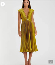 Mac Duggal Women’s Chartreuse Belted A-Line Dress Size 6 NWT
