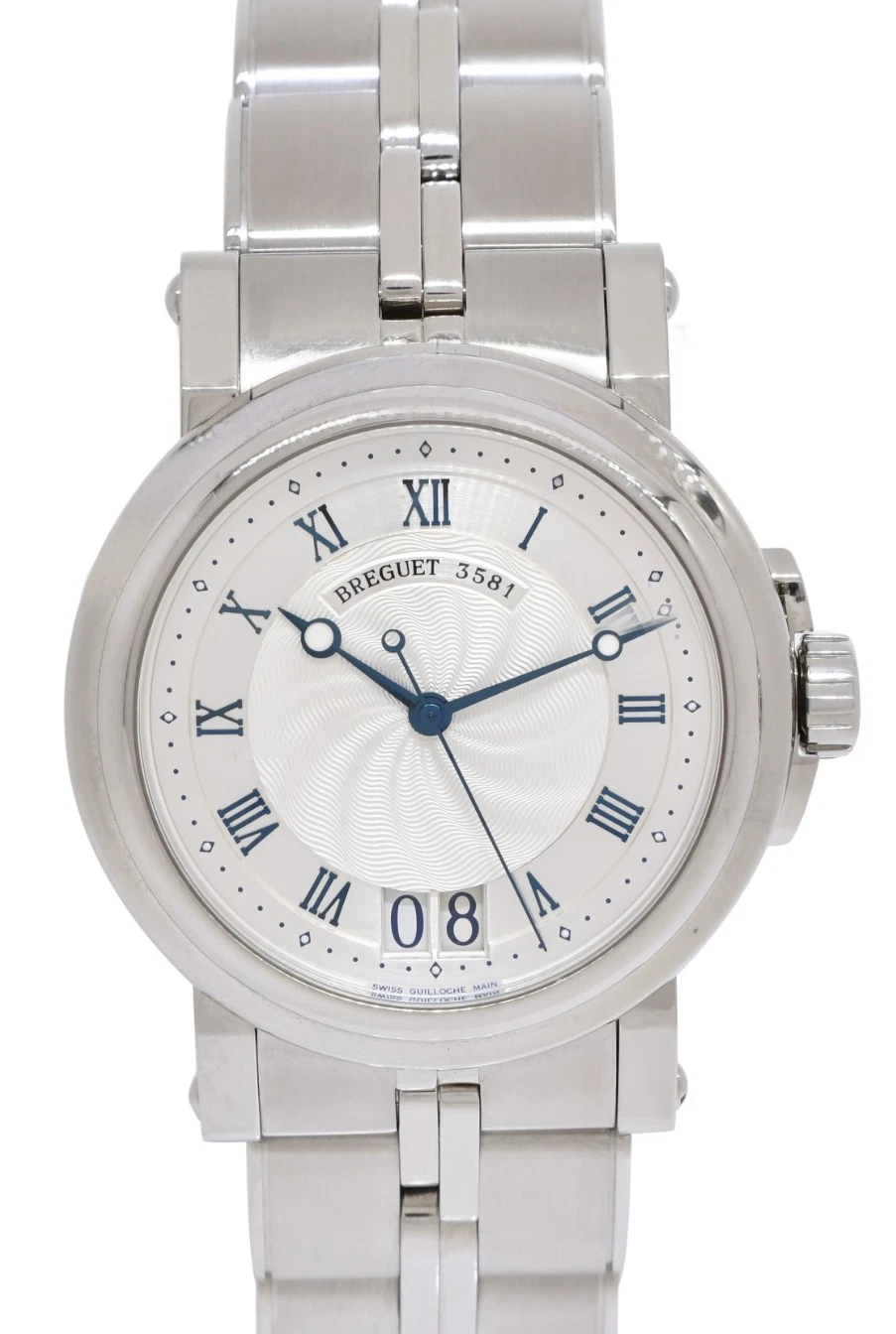 Breguet — Breguet Marine Big Date Steel Silver Dial Mens 39mm Watch +Papers 5817ST/12/SV0