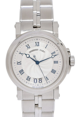 Breguet Marine Big Date Steel Silver Dial Mens 39mm Watch +Papers 5817ST/12/SV0