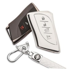 for Lexus Key Fob Cover 4 Buttons Key Case with Keychain Anti-Scratch White