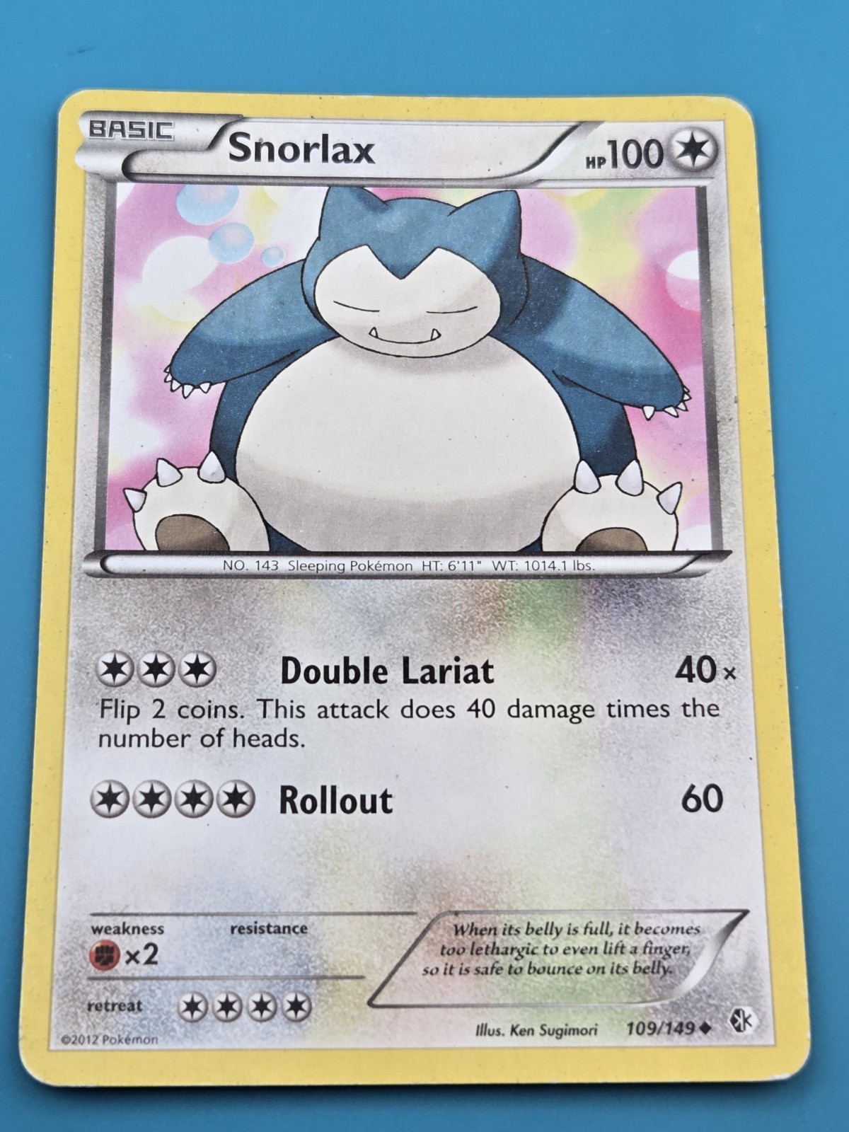 Snorlax 109/149 Boundaries Crossed Regular Pokemon Card 2012 MP