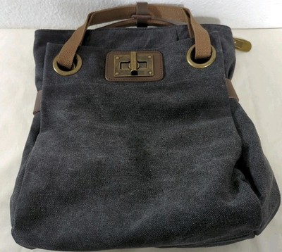 ZEDE PARIS Pont-Des-Arts Backpack Canvas & Leather Black NWT W2033D Small