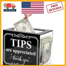 Practical Black and Transparent Tip Jar - 6x4x5 Inch for Easy Money Collection