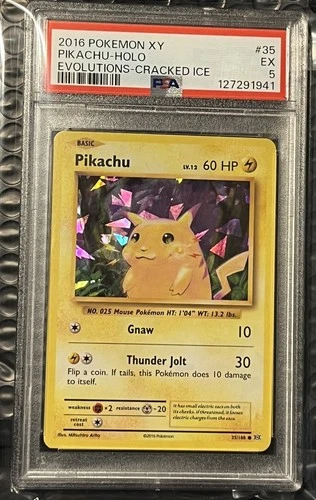 2016 POKEMON XY EVOLUTIONS CRACKED ICE #35 PIKACHU-HOLO PSA 5
