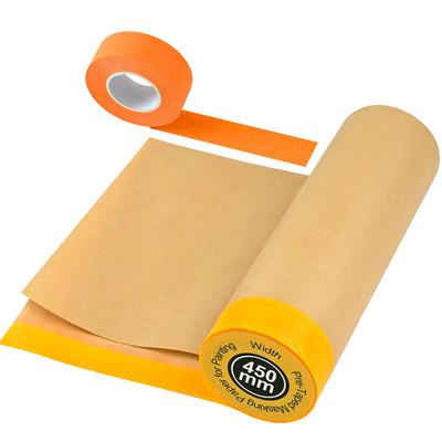 Pre-Taped Masking Paper for Painting 18''x66' with 1''x66' Tape | Painters Paper R