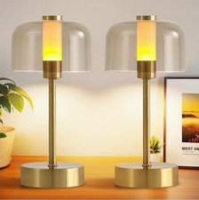 2 Pack Cordless Table Lamp, 4000mAh Dimmable Battery Operated Lamps, Gold