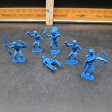 Vintage Lot of MPC Blue Plastic American Indian Figures