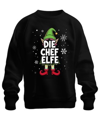 DIE CHEF ELFE Weihnachtselfe Weihnachten Wichtel Schneeflocken Unisex Sweatshirt